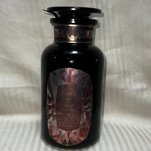NEW! MAGIC HOUR DIAMOND WHITE TEA IN VIOLET GLASS APOTHECARY JAR 60-75 CUPS - Picture 4 of 6